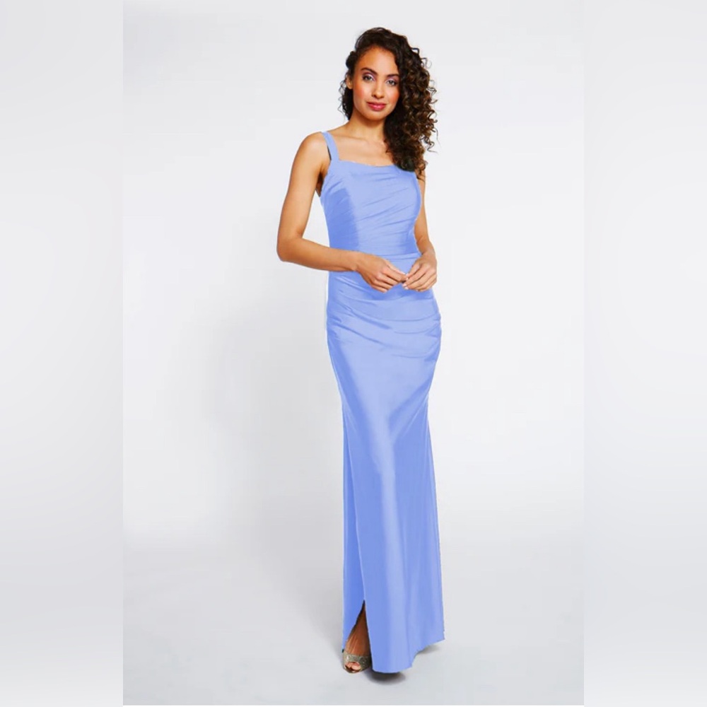 NEW - BARI JAY - 2256 RUCHED SCOOP NECK DRESS - SKY BLUE - SIZE XL
